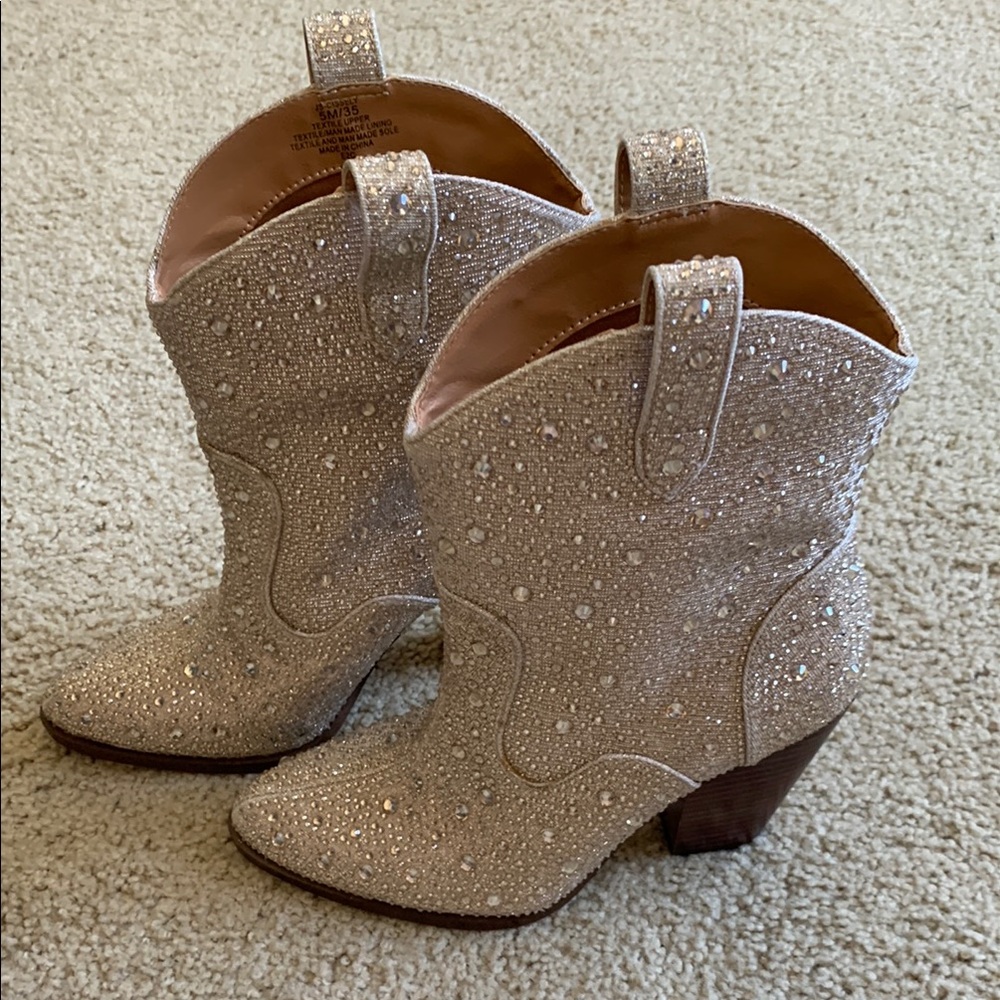 New Jessica Simpson Womens Cissely Sz 5 Embellished Western Cowboy Boots